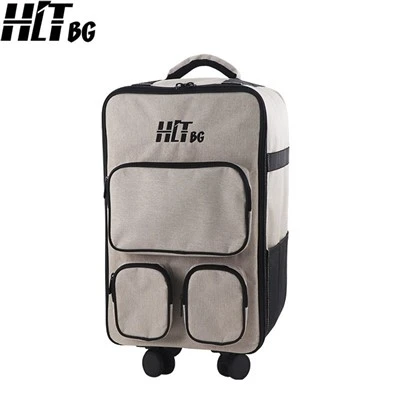 Beige bruine opvouwbare gametrolley (voor 7 bordspellen)